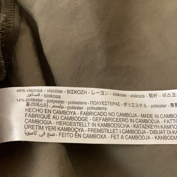 Zara Crop Button Down Shirt with Drawstring - Olive - Picture 13 of 14